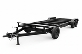 Remorque plate pour tiny house - vue trois-quarts avant