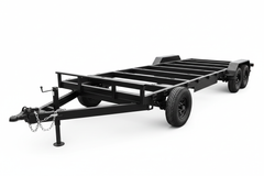 Remorque plate pour tiny house - vue trois-quarts avant