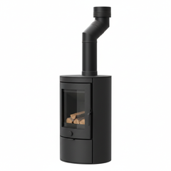 Poêle à bois pour tiny house - vue de côté avec tuyau