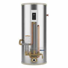 Chauffe-eau pour maison mobile - vue de côté avec raccords