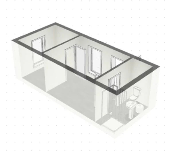 Bureau mobile 4 saisons – 40 x 8 pi – Double vitrage – Salle de bain intégrée