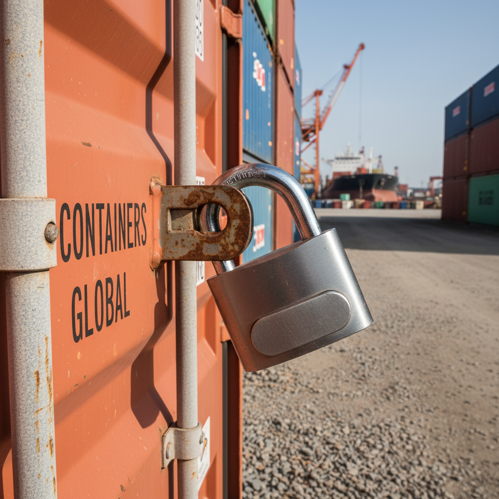 Cadenas de sécurité installé sur conteneur