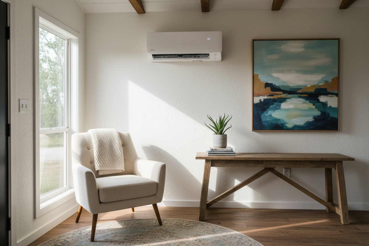 Climatiseur mini-split installé dans une tiny house