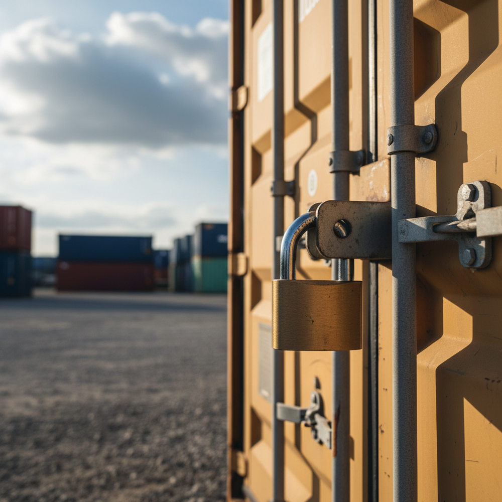 Cadenas de sécurité installé sur conteneur