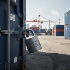Cadenas de sécurité installé sur conteneur