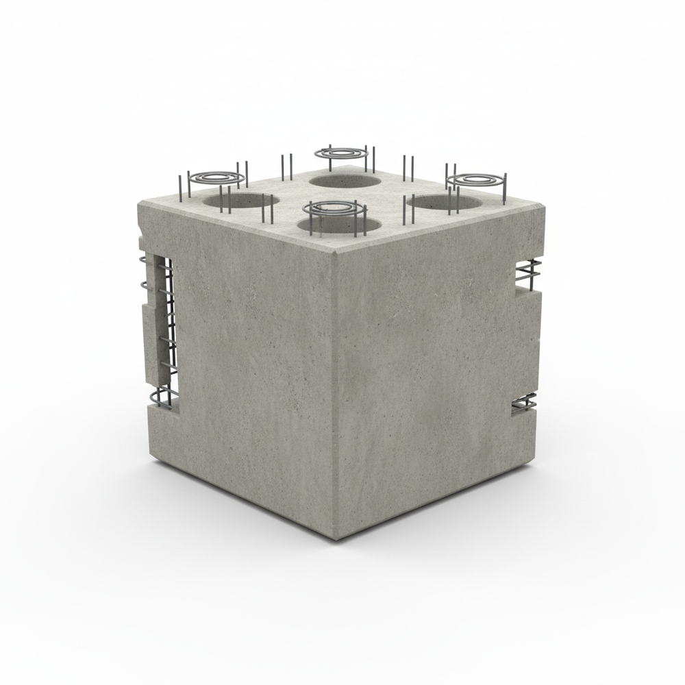 Plot béton pour conteneur - vue en angle