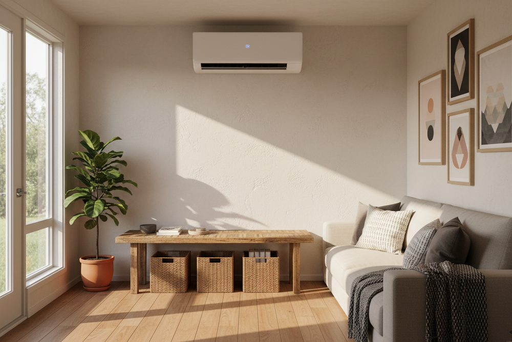 Climatiseur mini-split installé dans une tiny house