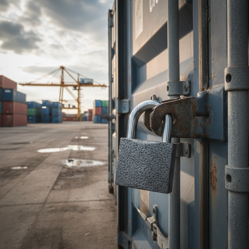 Cadenas de sécurité installé sur conteneur